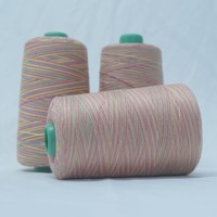 402 renkli % 100% Polyester pamuk ipliği çok renkli gökkuşağı dikiş ipliği 3000 metre