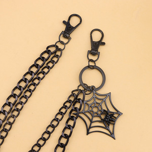 Chaîne de taille double couche en métal Yueli avec pendentif araignée noire, bijoux de mode hip-hop pour hommes, usage quotidien, alliage de zinc - Product Image 3