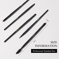 Pinceau de maquillage professionnel ultra-fin noir à manche en bois, tête plate angulaire, pour eye-liner et sourcils, longue tenue, végétalien