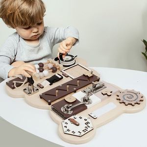Educational New Sensory Toy Locks <b>Latches</b> Natural Wood Bear Montessori Wooden Busy <b>Board</b> for Kids - Product Image 4
