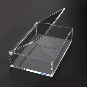 Clear Square Acrylic Organizer Storage Containers Acrylic Poker Card Display Box With Lid