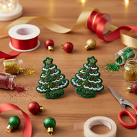 Patchs en chenille sergé écologiques et personnalisés, formes alphabet et sapin de Noël brodées pour chapeaux et vêtements