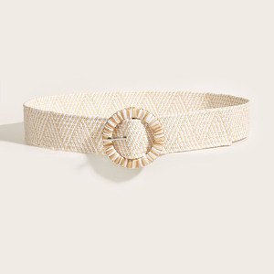 <span class=keywords><strong>Cintura</strong></span> da <span class=keywords><strong>donna</strong></span> in stile stile stile ampia e <span class=keywords><strong>Beige</strong></span> con fibbia rotonda Skinny in rafia elasticizzata <span class=keywords><strong>cintura</strong></span> da <span class=keywords><strong>donna</strong></span> elegante con tessuto elastico in paglia - Product Image 3