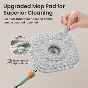 Homettler 2026 New TK/INS Hot Transparent Spin <strong>Mop</strong> &amp; Bucket Clean-dirty Water Separated Floor/<strong>Wall</strong> <strong>Mop</strong> Remove Hairs Pet Friendly - Product Image 6