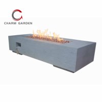 Table de feu rectangulaire d'extérieur en béton GFRC GFR de 72 pouces avec foyer au gaz
