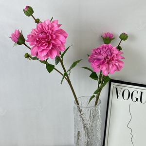 Fleurs artificielles Meiyu Craft, fleurs de dahlia en tissu de soie 3D, rose, décorations pour mariage et maison - Product Image 1