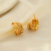Boucles d'oreilles clous tendance en acier inoxydable PVD 18 carats étanches pour femmes, accessoires quotidiens élégants, bijoux féminins à la mode