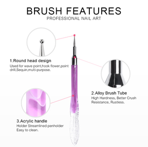 Stylo à pointe unique violet pour nail art, outil de pose de strass, cristal, acrylique, manche gaufré, stylo à pointe unique pour manucure - Product Image 3