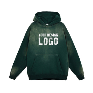 Ventes chaudes, sweat-shirts pour hommes en molleton uni dégradé, logo personnalisé, sweat-shirts surdimensionnés en molleton épais, teinture par pulvérisation pour hommes - Product Image 3