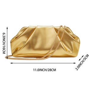 Women Classic Pleated Cloud Wedding Evening Bag Versatile Square Crossbody <b>Clutch</b> Purse with Chain for Party Work - Product Image 6