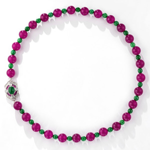Fan <span class=keywords><strong>Bingbing</strong></span> mit grobkörniger, roter und grüner Jade-Pulloverkette, hochwertige Ohrringe und Halskette im Minority-Design für Damen - Product Image 5