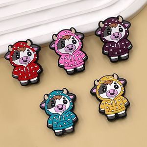 Highland Cow <b>Silicone</b> <b>Beads</b> Cartoon Animal Loose <b>Beads</b> For Jewelry Making 3 Months Plus - Product Image 1