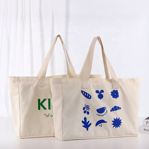 Bolsas de Mano <span class=keywords><strong>Grandes</strong></span> de Lona de Algodón Ecológicas Personalizadas para Mujer, con Logotipo de Marca Corporativa Impreso y Asa Tejida - Product Image 1