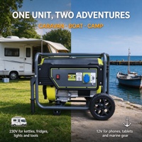 Générateur portable 5000 W, sortie 230 V 12 V CC, démarrage électrique pour le camping, la caravane et l'alimentation des bateaux