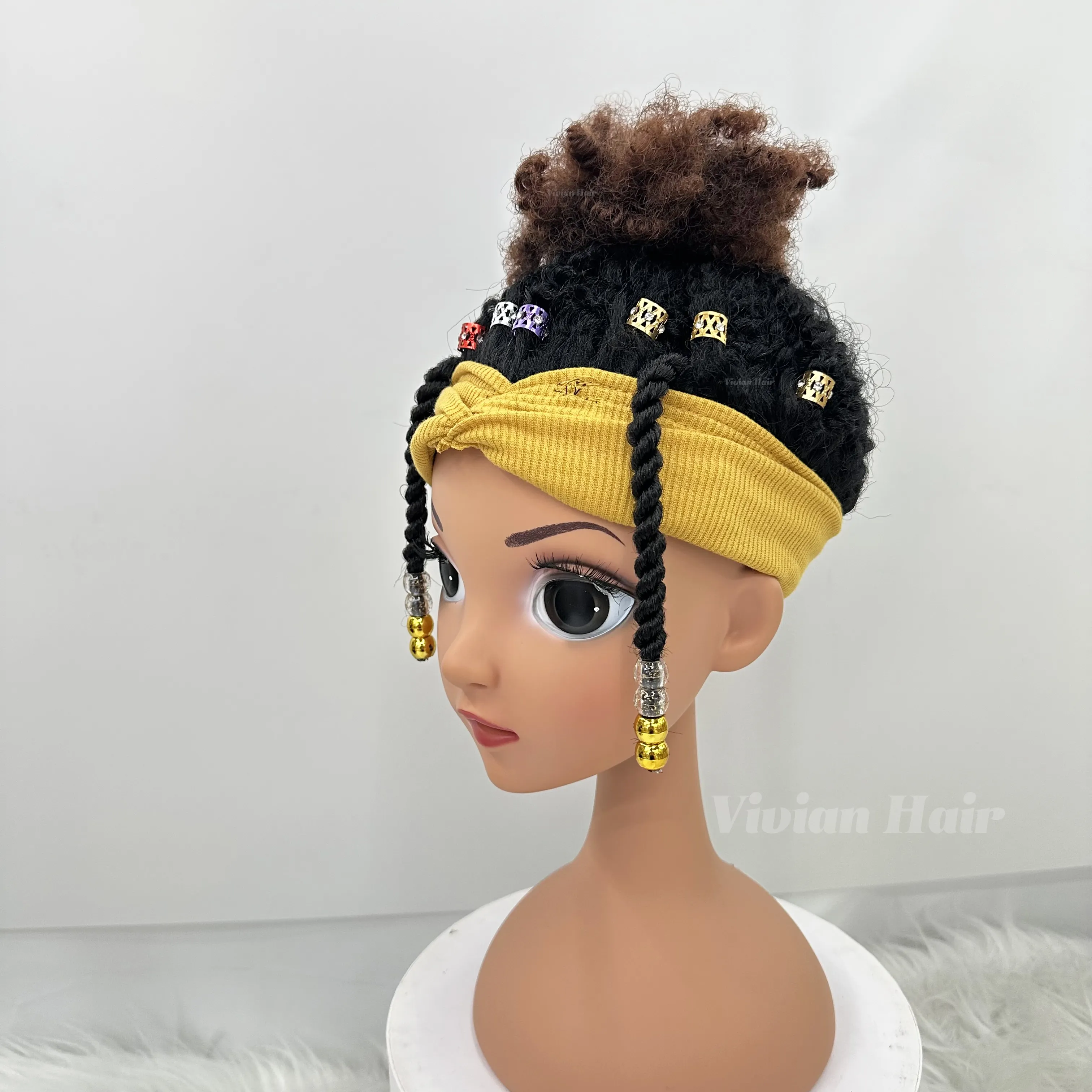Vivian hair wholesale factory headband afro wigs for kids hair wig for kids wig with band suppliers for kids girls