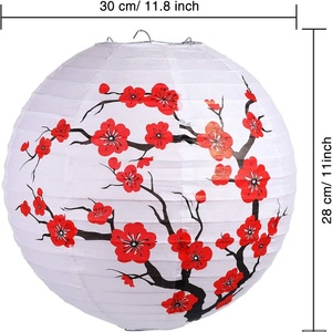 Farol de Papel Chino Japonés con Diseño de Flor de Cerezo Roja para Decoración de Restaurantes de Estilo Oriental, Hogar, Bodas <span class=keywords><strong>y</strong></span> Fiestas - Product Image 2