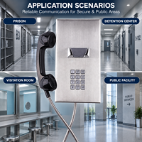 Téléphone mural réseau 12 touches en acier inoxydable brossé CE FCC avec cordon blindé pour téléphone SIP IP pour détenus en prison