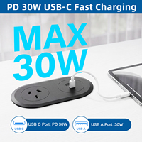 Prise de courant encastrée pour bureau, prise australienne, USB-A, USB-C, charge 30W, 2400W AC pour postes de travail de bureau