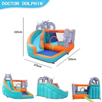 Château gonflable pour enfants, petit toboggan gonflable mignon en forme de rhinocéros, pas cher, pour l'intérieur, Doctor Dolphin