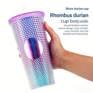 Vaso de Agua Reutilizable de Plástico con Logotipo Personalizado, 24oz, Doble Pared, con Pedrería, para Gimnasio, Viajes, Escuela, Oficina - Product Image 4