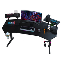 Bureau gamer Beisijie Black Wing Shaped Rgb en fibre de carbone, grand format, avec LED, pas cher.