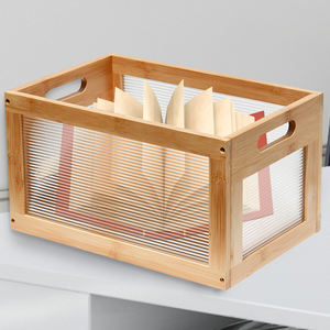 Youlike Multifunctional High Quality Desktop Bamboo <b>Frame</b> <b>Acrylic</b> Basket Storage Organizer for Kitchen Living Room - Product Image 5
