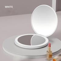 Miroir de maquillage LED portable rechargeable par USB, double face, miroir cosmétique de poche pour les voyages et l'utilisation en extérieur