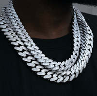 Articles les plus vendus Collier à chaîne à maillons cubains en argent 14mm à 4 rangées de diamants Vvs Moissanite
