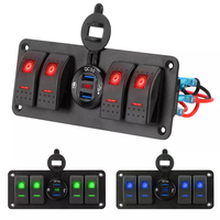 Nouveau panneau de commutateurs à bascule LED rétroéclairé 4 gangs pour automobile, disjoncteur pour feux antibrouillard, lumière verte, 12-24V DC, garantie 12 mois