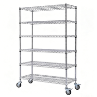 Chariot de rangement pour cuisine professionnelle, 6 niveaux, en acier inoxydable, étagère roulante robuste pour entrepôt, roues, capacité de 250 kg par étagère