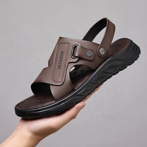 Sandalias de Verano para Hombre: Zapatos de Playa Casuales de Cuero Genuino para Hombre, Uso en Exteriores, Chanclas de Doble Uso con Suela Suave Antideslizante, Sui - Product Image 2