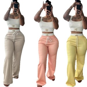 Ensemble deux pièces pour femmes, débardeur et pantalon ample, nouvelle arrivée dans les styles sportifs, streetwear et décontracté<span class=keywords><strong>s</strong></span> - Product Image 2