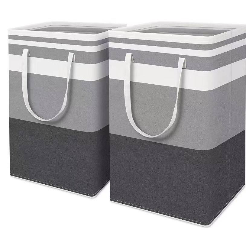 ตะกร้าผ้าลายทางผ้าแคนวาส