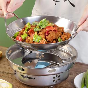 Padella Wok antiaderente in acciaio inossidabile con fondo rotondo da 8 pollici martellata a mano con manico in legno per la cucina del ristorante o gli hotel - Product Image 4