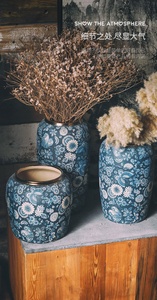 <span class=keywords><strong>Vase</strong></span> en porcelaine décoratif contemporain <span class=keywords><strong>bleu</strong></span> et blanc, <span class=keywords><strong>vase</strong></span> en céramique étanche à haute température pour fleurs, à poser sur la table - Product Image 4