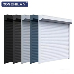 Persianas enrollables eléctricas verticales comerciales Rogenilan, persianas enrollables antirrobo de aluminio negro para exteriores - Product Image 6
