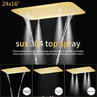 Système de douche thermostatique complet en laiton avec affichage numérique doré brossé, 5 fonctions, ensemble de robinetterie de 16 à 24 pouces, fabriqué en Chine