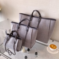 Sac fourre-tout en toile de grande capacité avec poignée et chaîne pour le shopping et les voyages S M L