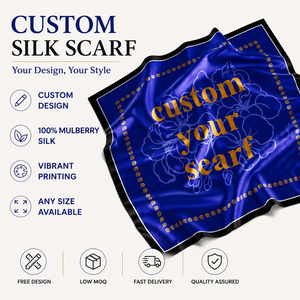 Écharpe carrée en satin de soie imprimée numériquement sur mesure, toutes tailles, écharpe de luxe pour le cou, accessoire pour cheveux, décoration de sac, OEM - Product Image 1