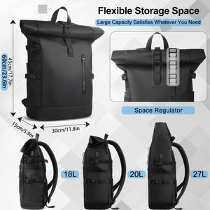 Free sample High-quality, factory-made, unisex roll-top <b>backpacks</b> for teens, college, and urban <b>business</b> offices - Product Image 3