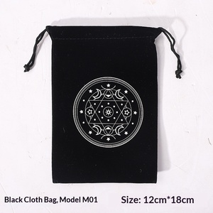 Bolsa de terciopelo Árbol de la Vida con bordado de luna y cordón para tarot, artículos de brujería, rituales de altar, dados y almacenamiento de joyas - Product Image 6