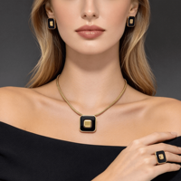Ensemble de bijoux de luxe pour femmes, collier en métal incrusté de coquillages géométriques élégants