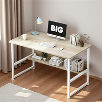 Bureau d'ordinateur simple pour la maison ou le bureau, avec cadre en métal et étagère en bois