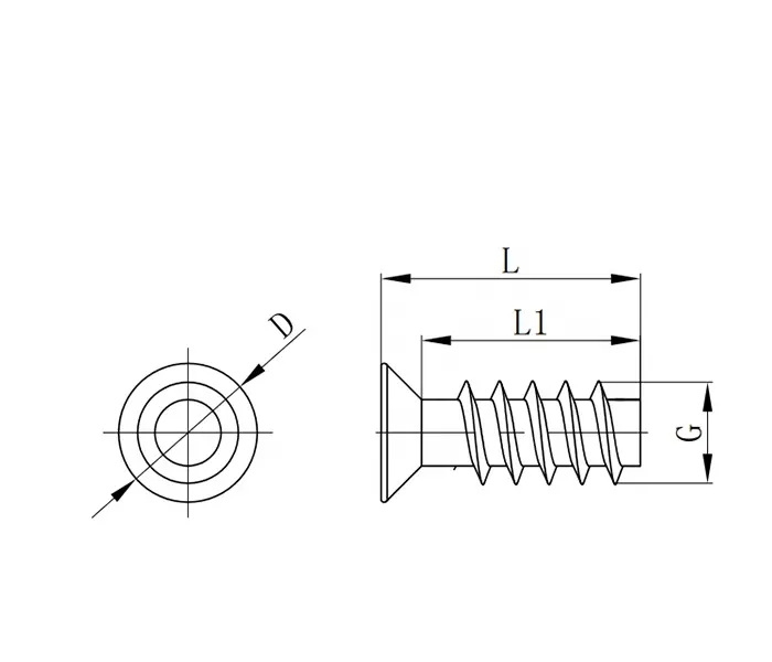 ตัวเสียบแบบเกลียวสำหรับเฟอร์นิเจอร์ทำจากไม้อุปกรณ์สเตนเลสแบบ M6