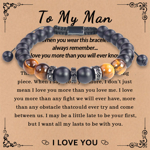 2025 nouveau cristal haute qualité oeil de tigre noir givré Bracelet à la mode amour cadeau pour homme petit ami ou frère - Product Image 2