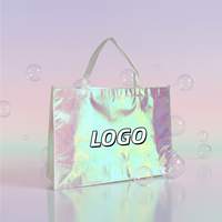 Sac de shopping en PP non tissé laminé métallisé or argent brillant recyclé personnalisé avec impression de logo