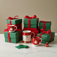 Ensemble de tasses en céramique pour festival sur le thème de Noël moderne en porcelaine écologique pour le café, le thé, l'eau et le lait à la maison Design mignon