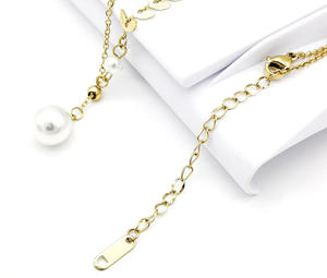 Redondo de agua dulce, collar con colgante de perlas blancas brillantes, cadena de clavícula - Product Image 6