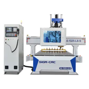 Nieuw Ontwerp Atc Cnc Router A6-1325-L8-S 1325 Machine Met Automatische Zaag Voor Mach3/Syntec/Nc Studio Controlesystemen