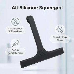 Nueva Escobilla de Silicona para Ducha con Soporte, para Limpiar Puertas de Vidrio de Baño, Cocina y Auto, Color Negro - Product Image 3